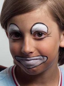 Kinderschminken Clown - Mund und Augenflächen ausfüllen 2 Kinderschminken Clown - Mund und Augenflächen ausfüllen 2